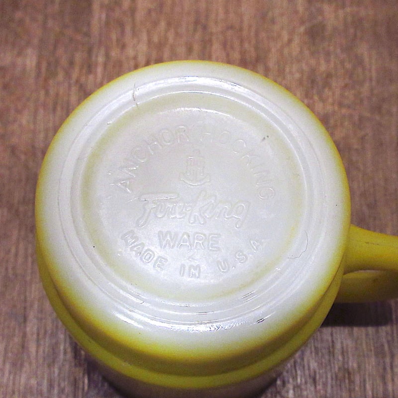 Fire King○スタッキングマグ黄○240329y2-frkファイヤーキング