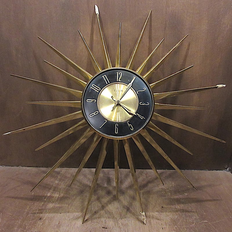 ビンテージ50's60's○ELGIN SUNBURSTウォールクロック○250818n7-c