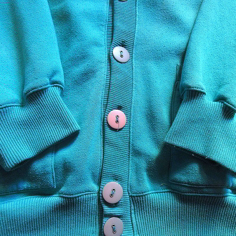 ビンテージ90's○CHEETAHスウェットカーディガンエメラルドグリーン