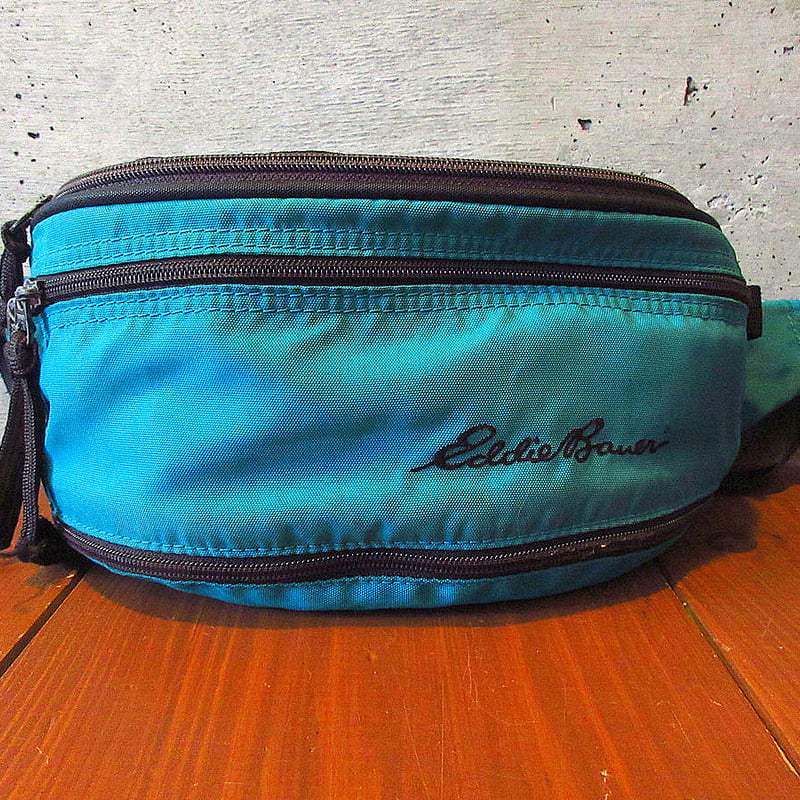 ビンテージ90's○Eddie Bauerナイロンファニーパック緑○240907k5-bag-