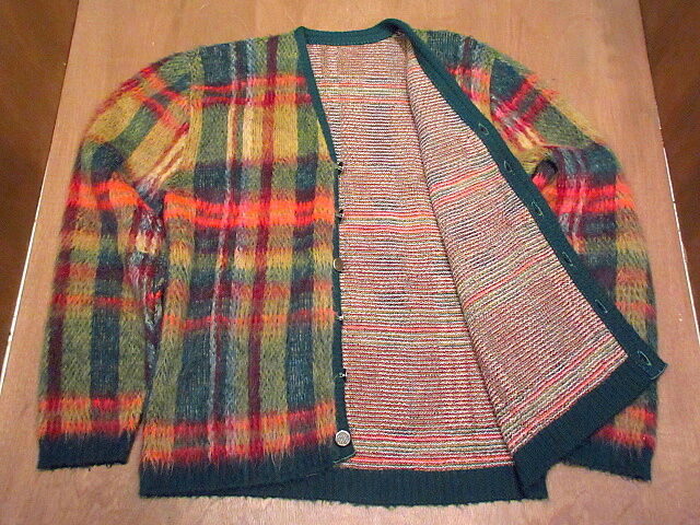 ビンテージ60's○チェックモヘアカーディガン○201118n2-m-cdg メンズ