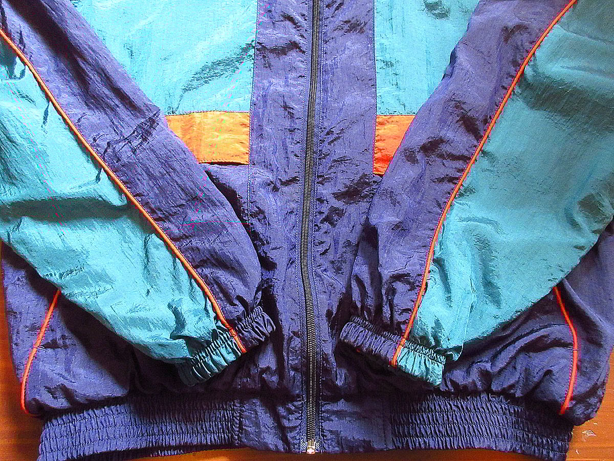 『90s』active wear ナイロンジャケット ビンテージ90's○ACTIVE WEARマルチカラーナイロンジャケットsize L