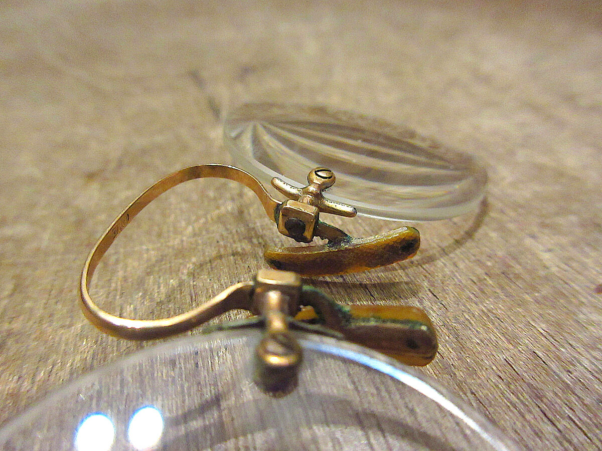 ビンテージ~40's○Cブリッジ型フィンチ眼鏡○221215i1-eygls 20s30sアン