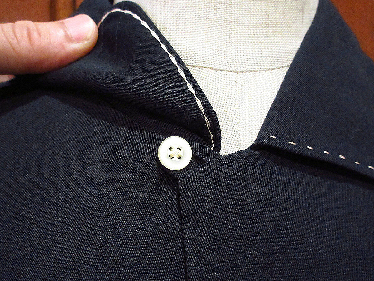 ビンテージ50's○MARK TWAINレーヨンループカラーシャツ黒size M