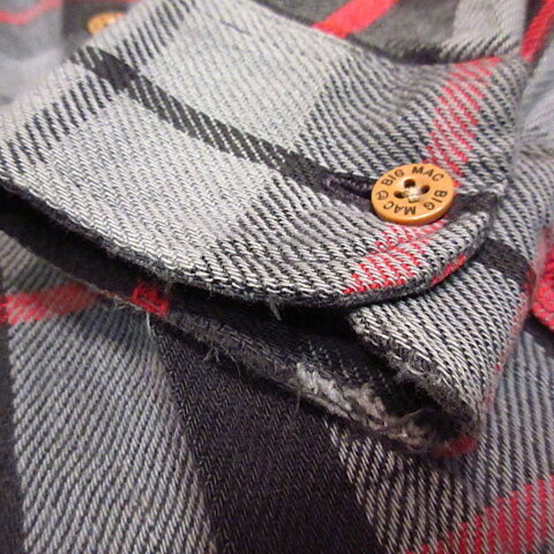 ビンテージ80's○BIG MACチェックヘビーネルシャツ黒S○200906n3-m-lssh