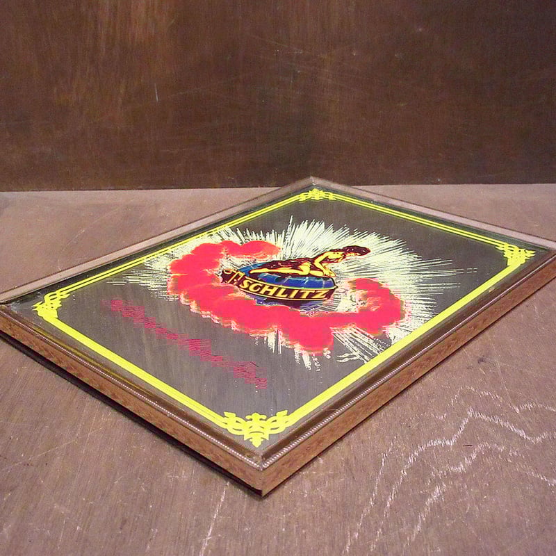 パブミラー　インテリア　SCHLITZ BULL　シュリッツ ヴィンテージ ビンテージ○SCHLITZ パブミラー○210407n7-sign シュリッツビール