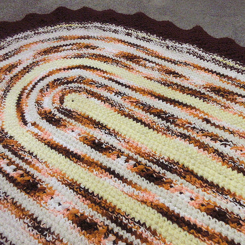 ビンテージ○かぎ針編みラグsize 約120cm×約70cm○230327k5-rug インテ