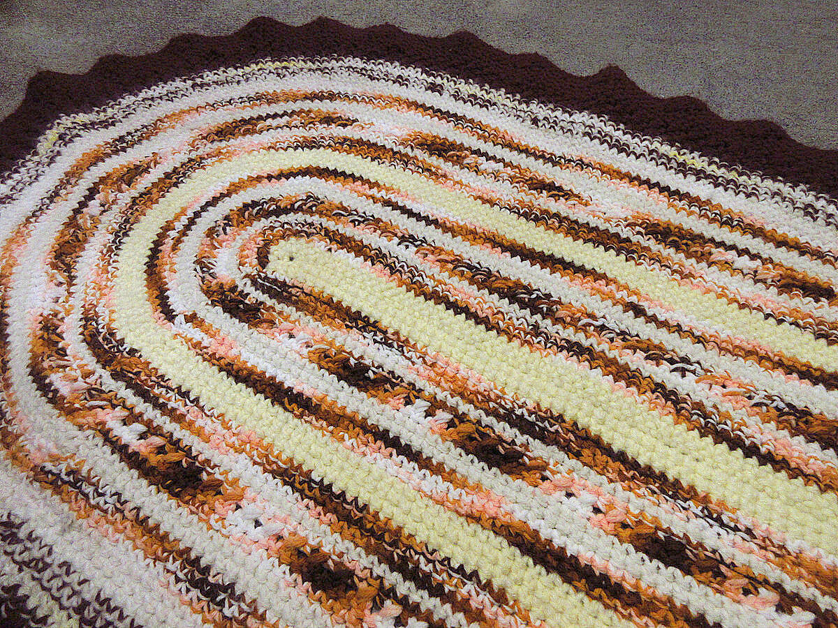 ビンテージ○かぎ針編みラグsize 約120cm×約70cm○230327k5-rug インテ