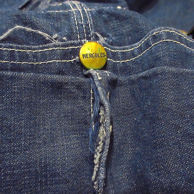 ビンテージ50's○HERCULESローバックバットダイデニムオーバーオール