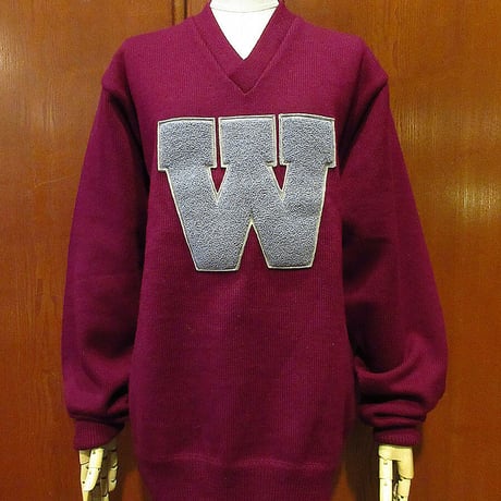 50s レタードセーター 50's Lamb Knit ビンテージVネックレタードニットセーター