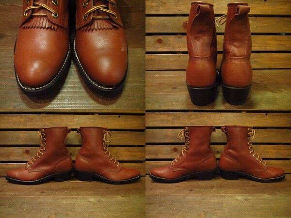 ビンテージ80's90's○DEAD STOCK DOUBLE-Hロガーブーツ茶10D○210
