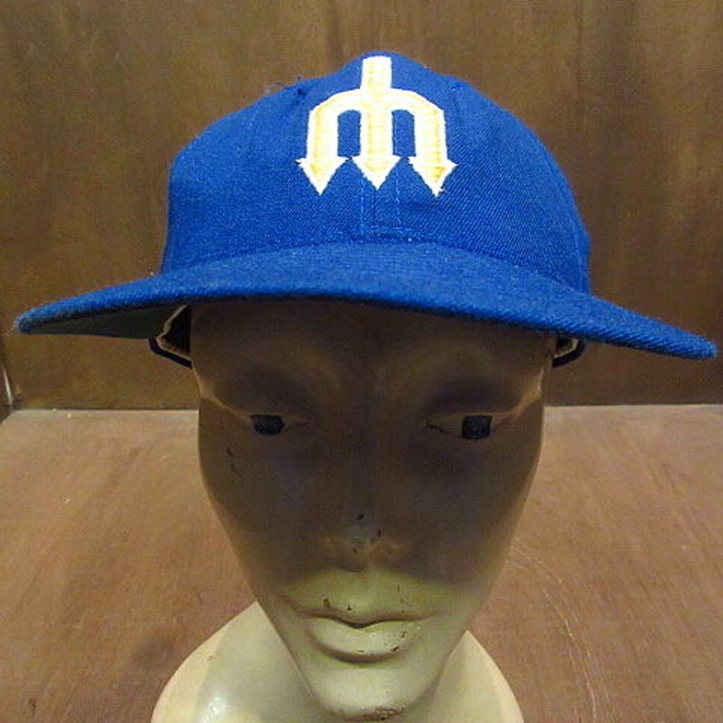 MLB マリナーズ　pillbox ベースボールキャップ 80s 90s エレッセ 80 ー 90s ヴィンテージ ボールキャップ （ OS