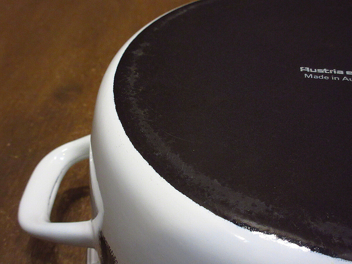 ビンテージ○Austria email蓋付きホーロー両手鍋○230126i6-tbwr