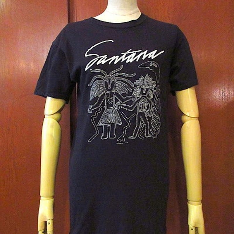 ビンテージ80's○Santana 1982年ツアーTシャツ黒size M○200623s6-...