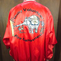 ビンテージ90's●Unity Volunteer Fire Departmentナイロンスタジアムジャケット赤size XL●231007j5-m-jk-std古着1990s消防団