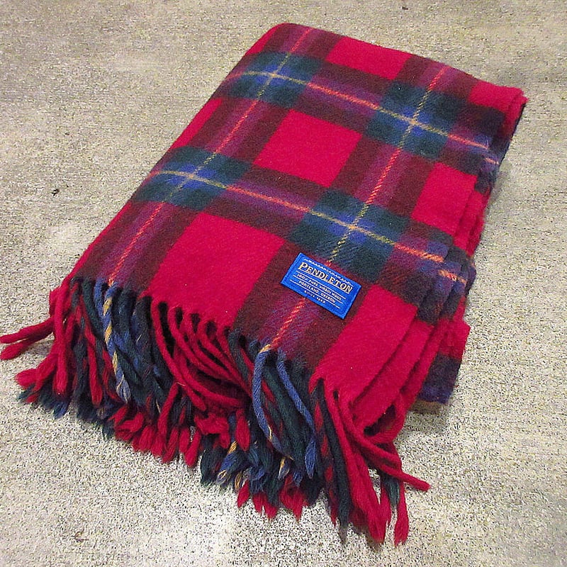 PENDLETONタータンチェックウールブランケットsize 171cm×125cm○2106