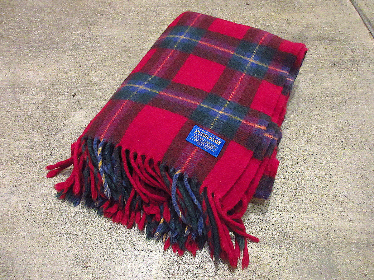 PENDLETONタータンチェックウールブランケットsize 171cm×125cm○2106