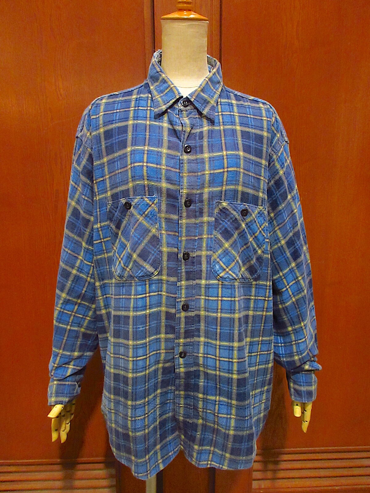 ビンテージ50's60's○POLARチェックプリントネルシャツ ビンテージ50's60's○POLARチェックプリントネルシャツ