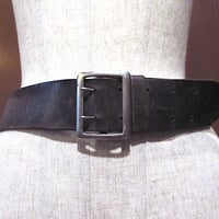 ビンテージ~50's●メタルバックルレザーベルト●250722m3-bltブラック革小物ファッション雑貨