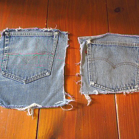 ビンテージ70’s●Levi’sシングルステッチデニムスクラップ5点セット●241010k7-fbr 1970sリーバイス生地はぎれ布