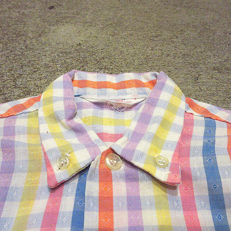 ビンテージ60's○Sears模様入りカラフルギンガムチェックボタン ビンテージ60's○Sears模様入りカラフルギンガムチェックボタン