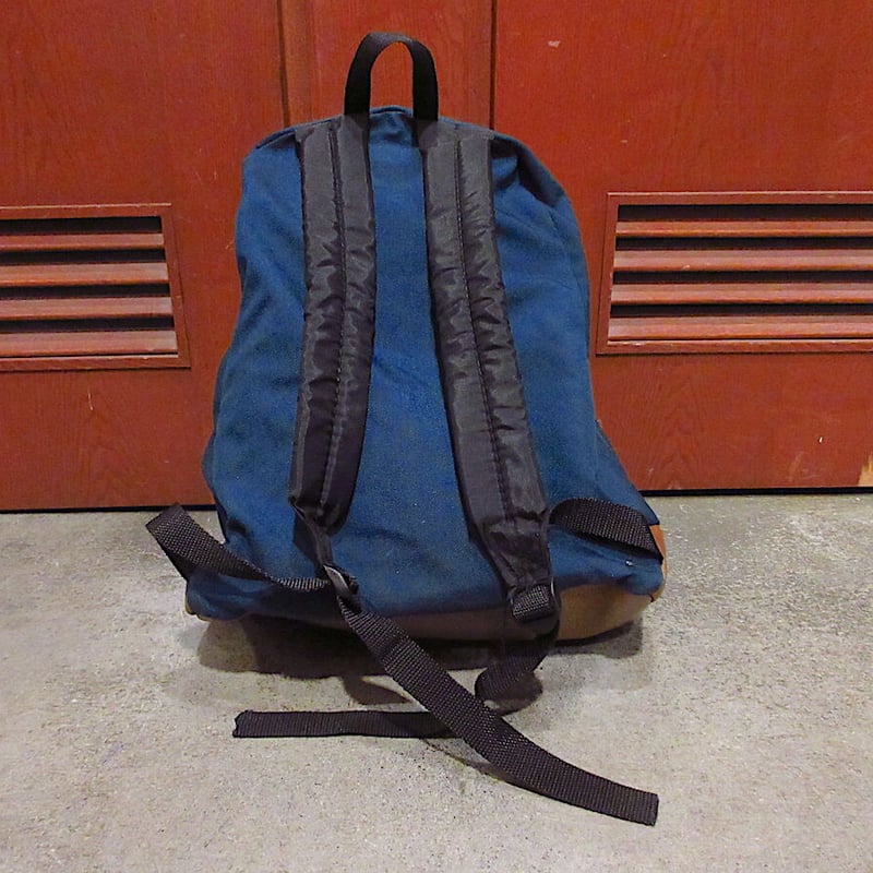 90s JANSPORT ネイビー バックパック ボトムレザー USA 企画 MADE IN U.S.A JANSPORTボトムレザーバックパック 紺○220507r8-b