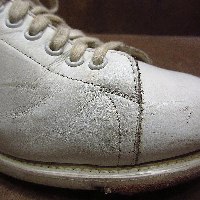 ビンテージ50's○レザーボウリングシューズ白9EE○210704i1-m-dshs-27cm