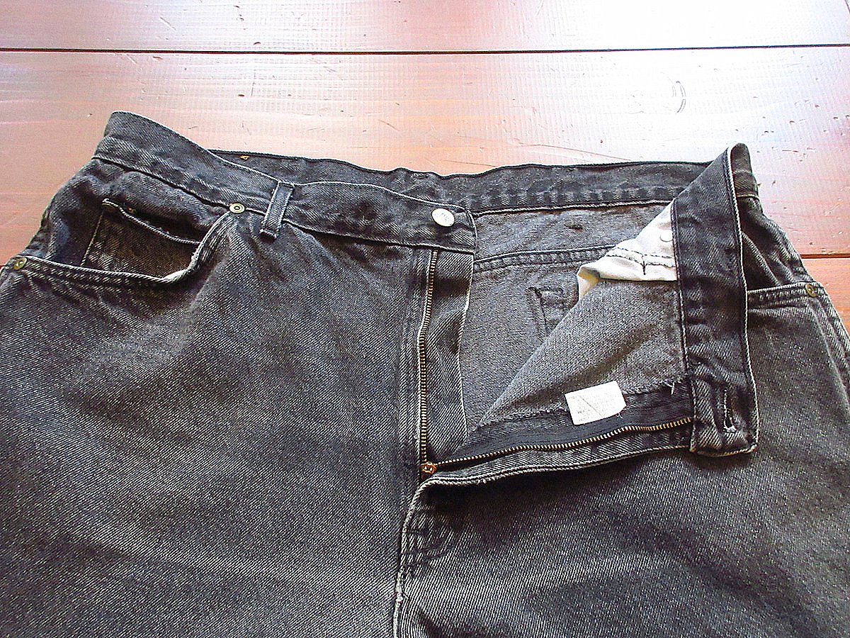 ビンテージ90's○H.I.Sテーパードブラックデニム実寸W96cm ビンテージ90's○H.I.Sテーパードブラックデニム実寸W96cm
