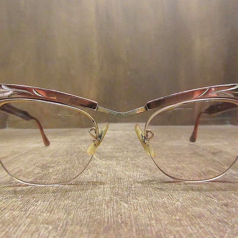 ビンテージ60's○ケース付きB&L 1/10 12KGFアルミリムレスブロー眼鏡