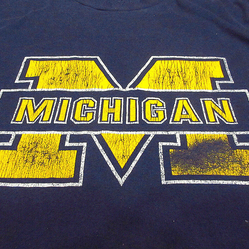 MICHIGAN STATE 81番 シャツ Lサイズ ビンテージ80's90's○MICHIGANカレッジプリントTシャツ紺size L