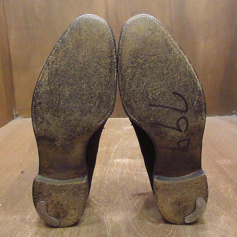 ビンテージ50's○FLORSHEIMキャップトゥスウェードシューズ黒size 10 1