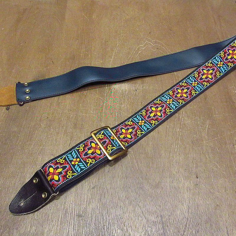 ビンテージ70's○MEMPHISレトロ総柄ギターストラップ○210402n8