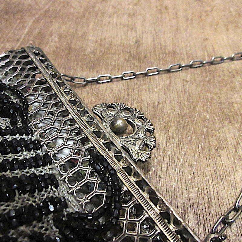 ビンテージ~1900's○ヴィクトリアンビーズがま口イブニングバッグ