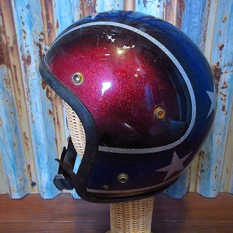 ビンテージ60's70's○星柄ジェットヘルメット○230716j1-hlmt