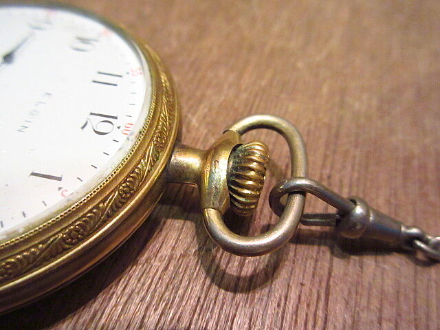ビンテージ1910's○ELGINチェーン付き懐中時計○200914n6-wtc 1910年エ