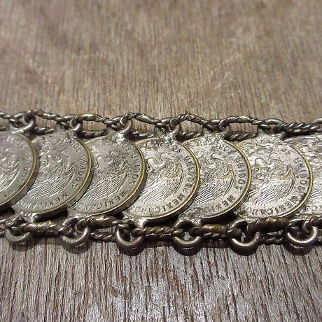 ビンテージ●メキシカンコインブレスレット●240223i5-bngメキシコ硬貨アクセサリー1945年40s
