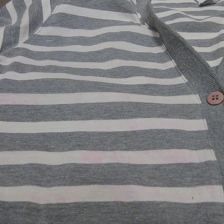 ビンテージ80’s●Rafaellaレディースボーダーカーディガン白×グレーsize M●250111j6-w-cdg古着1980s