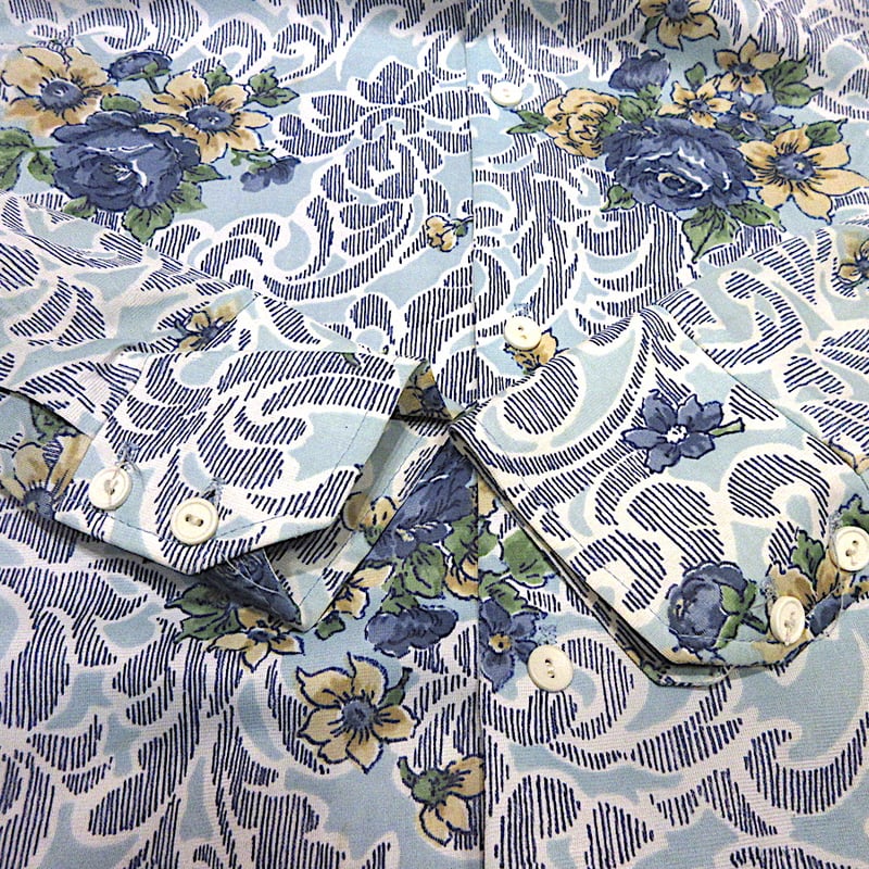 ビンテージ70's○frankenstein花柄長袖シャツsize M○260306j3-m-