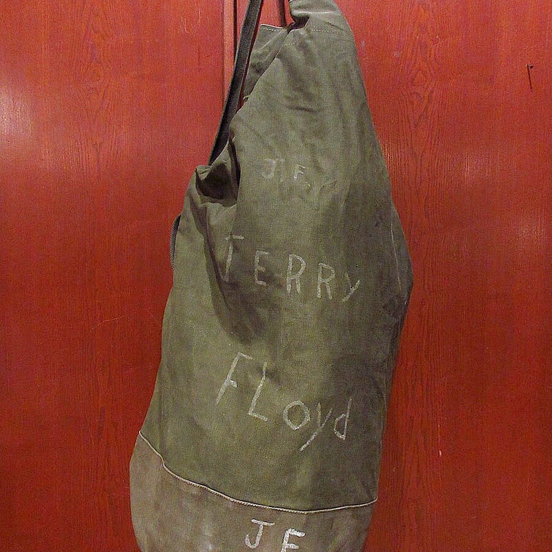 ビンテージ50's○ステンシル入りミリタリーキャンバスダッフルバッグ
