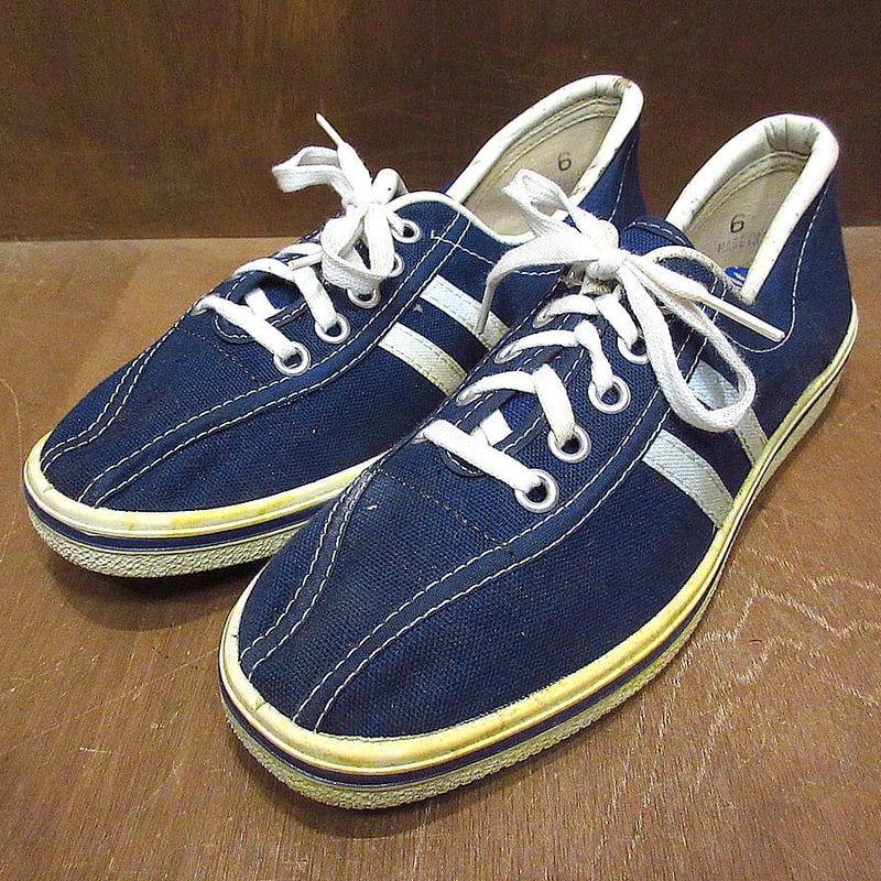 ビンテージ　60s　70s　USA製　シューズ　キャンバス　スニーカー　ライン ビンテージ60's○MADE IN U.S.A.4本ラインキャンバススニーカー赤size