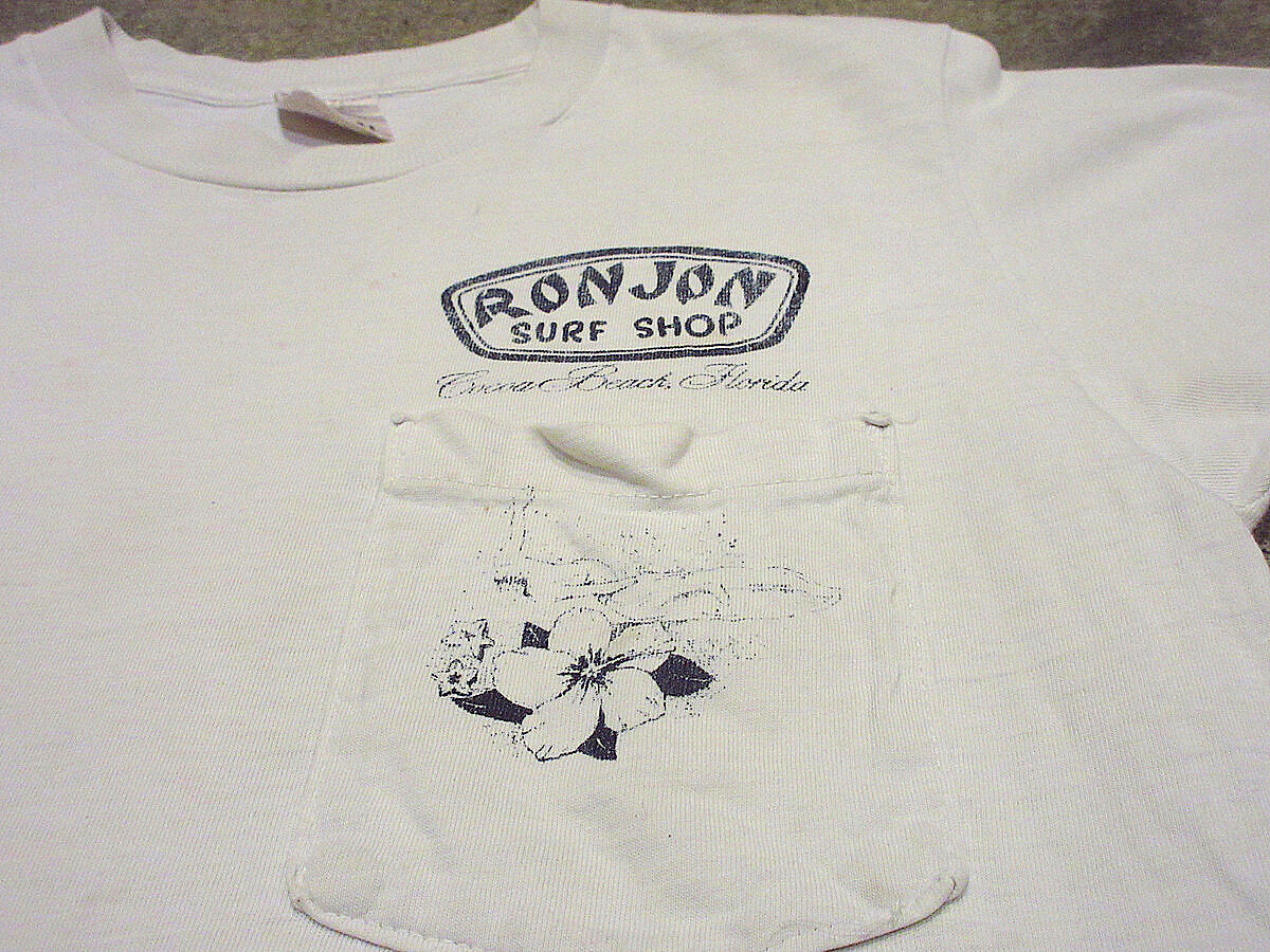 ビンテージ80's○RON JON SURF SHOP両面プリントポケットTシャツsize S