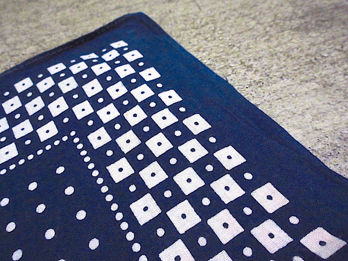 ビンテージ40's50's○FAST COLORドット柄コットンバンダナ紺○260217m7-