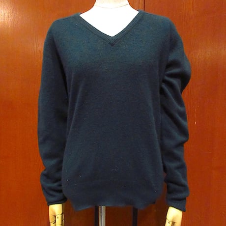 ビンテージ70's●ABERCROMBIE & FITCH Vネックカシミアセーター深緑●231120m6-m-swrアバクロ無地ニットトップスメンズ古着