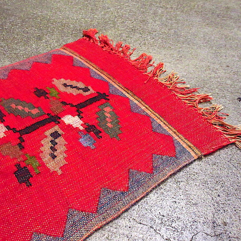 ビンテージ○メキシカン?ウールラグsize約98cm × 約33cm○230831m2-rug
