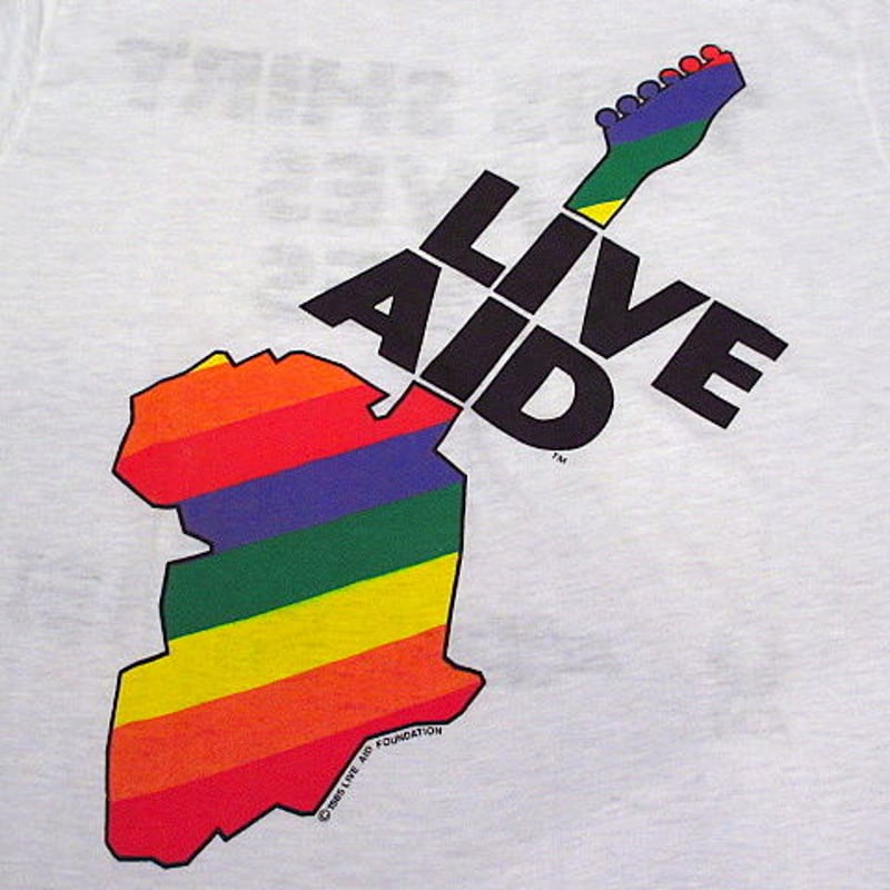 ビンテージ80's○DEADSTOCK LIVE AID両面プリントTシャツ白M○200809...