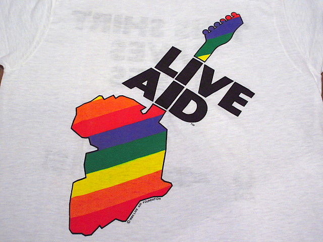 ビンテージ80's○DEADSTOCK LIVE AID両面プリントTシャツ白M○200809