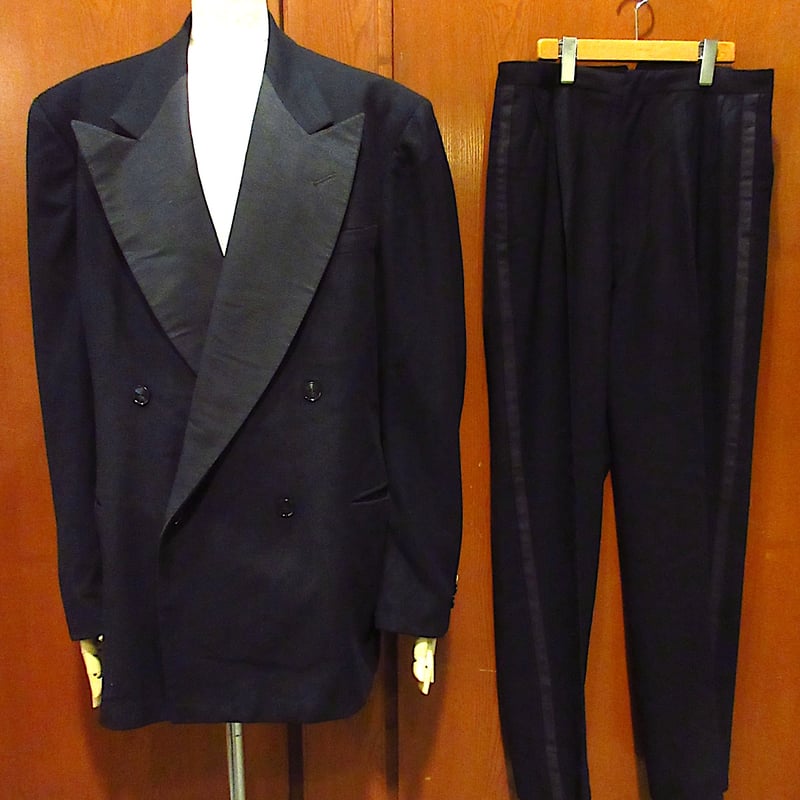 ビンテージ40's○Foreman & Clarkウールタキシードツーピース黒 ビンテージ40's○Foreman & Clarkウールタキシードツーピース黒