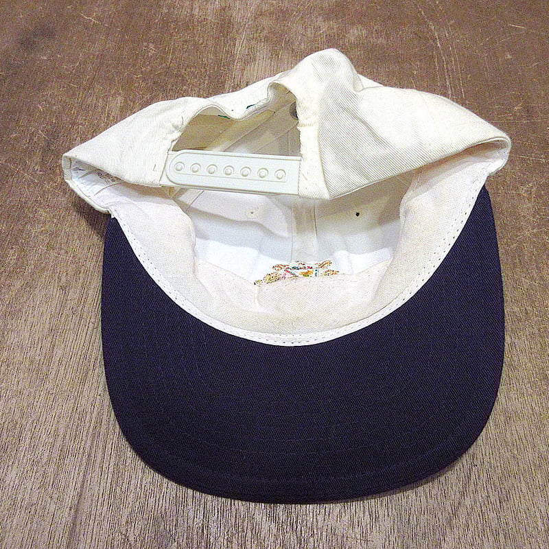 ビンテージ90s○IZODスナップバックコットンキャンプ紺×白