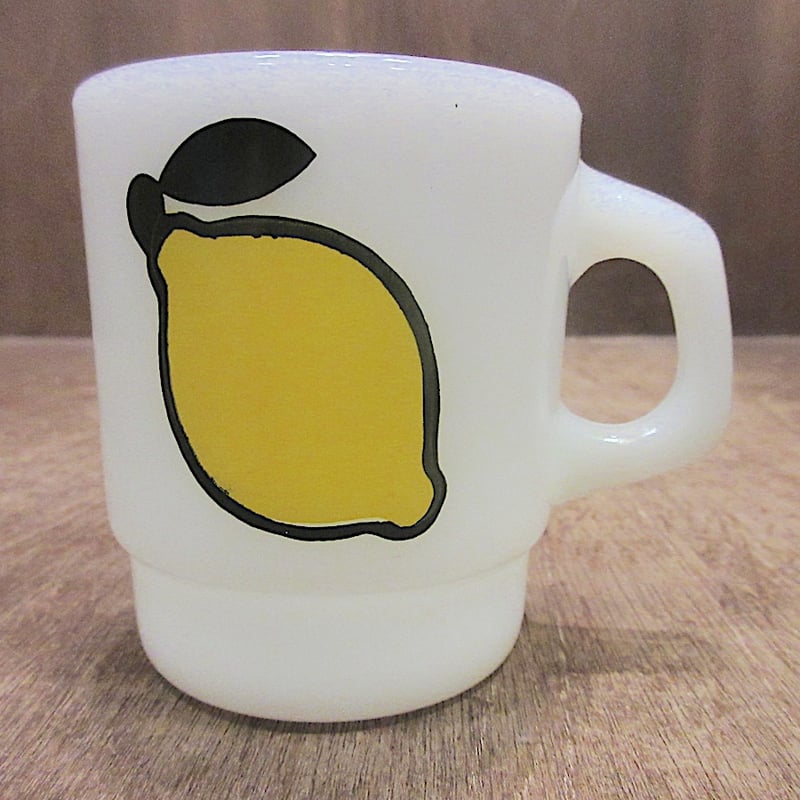 ビンテージ○Fire Kingスーパーフルーツレモンスタッキングマグ