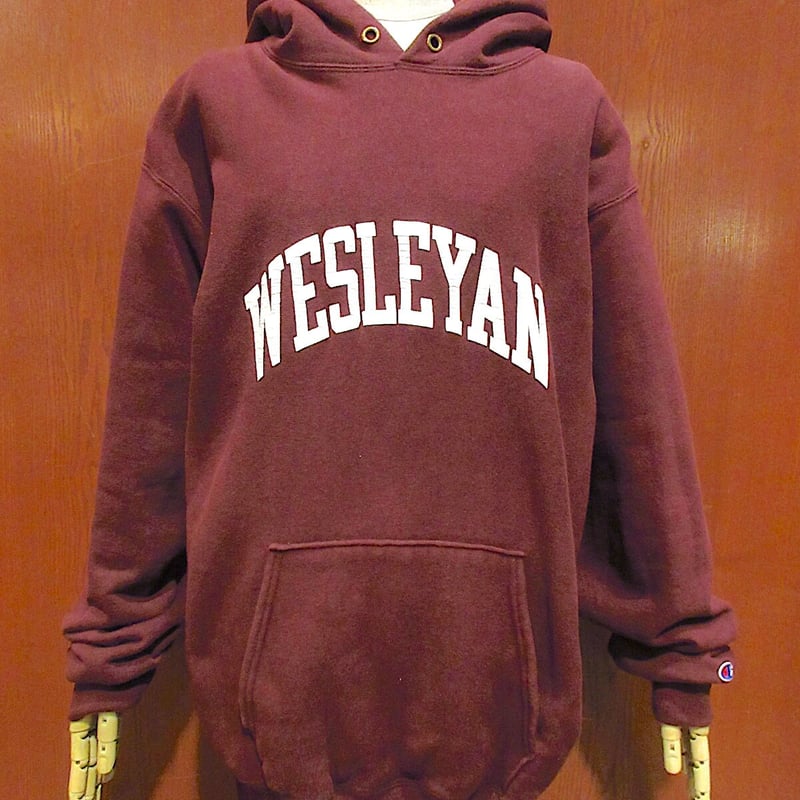 ビンテージ90's○Champion WESLEYANリバースウィーブスウェットパーカ
